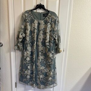 Alex Evenings Gold and Cream Embroidered Dress